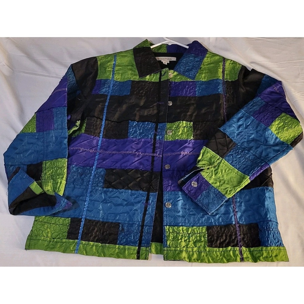 Patchwork Women's Large Blazer/Jacket- C.L.O.T.H.E.S - India Blu Grn Purp Blk